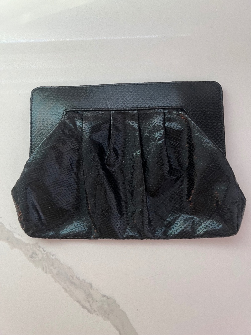 Black Snake Embossed Faux Leather Clutch Evening Purse